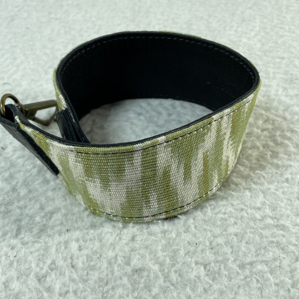 Nena & Co Handmade Leather Embroidered Green Black Short Shoulder Strap
